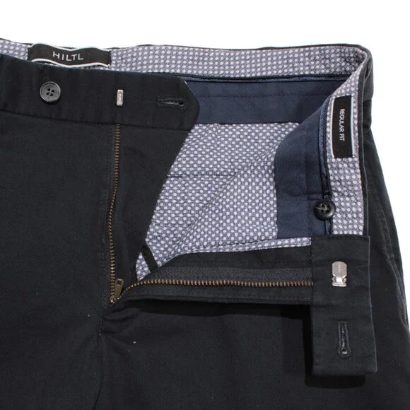 Hiltl NWT Chinos / Casual Pants Size 48 (32 US) Parma In Solid Blue Cotton Blend